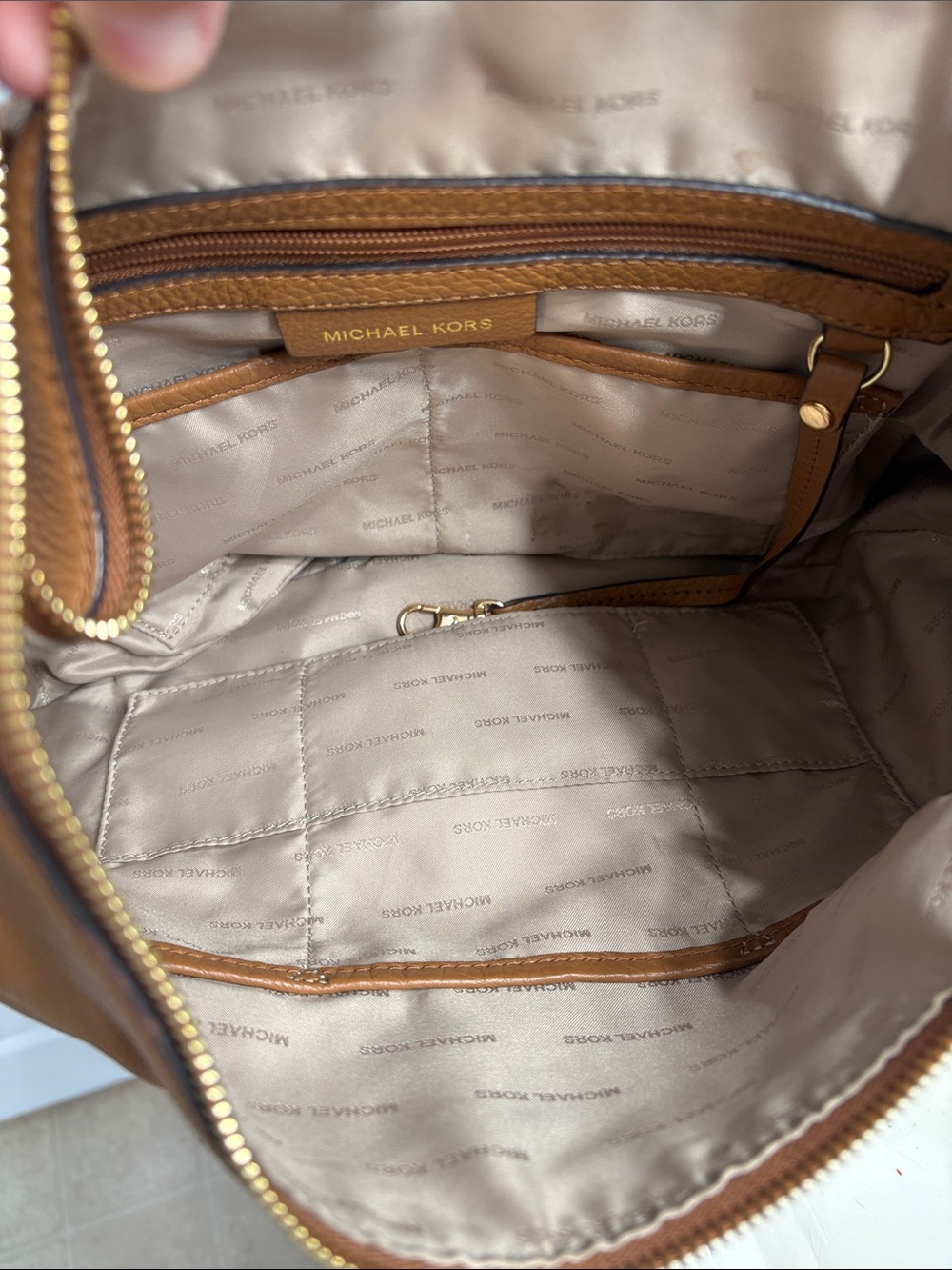 Michael Kors Brown Leather Tote with Gold Hardware